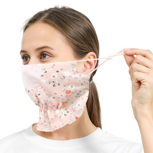PALAY® Face Mask for Women Sun Protection Floral Print Face Cover for Women, Breathable Reusable Mask for Bikers, Driving, Cooking - Pink PALAY® Face Mask for Women Sun Protection Floral Print Face Cover for Women, Breathable Reusable Mask for Bikers, Driving, Cooking - Pink